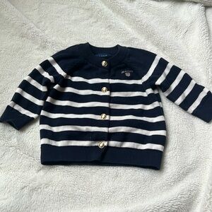 Gant Cardigan - Gold accent buttons/ navy stripes
